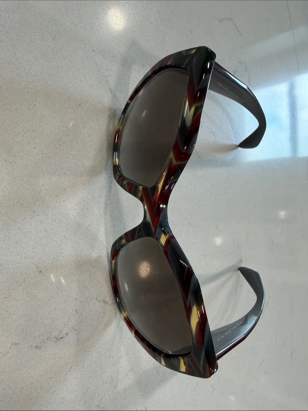 Prada Women’s Tortoise Frame with Burgundy Temples Sunglasses - Picture 6 of 7